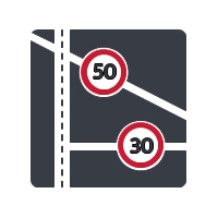 HERE Speed Limits enthält Attribute, die die Geschwindigkeitsbegrenzung auf den einzelnen Streckenabschnitten betreffen.