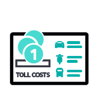 Das Produkt Toll Costs berücksichtigt alle Variablen, die die Mautgebühren beeinflussen.