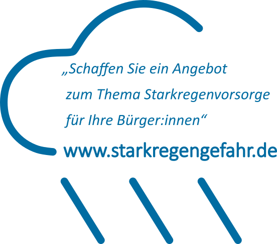 www.starkregengefahr.de ist eine webbasierte Kommunikationsplatform, die über potenzielle Gefahren von Starkregen informiert 